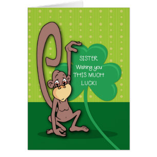 Schwester, St. Patrick's Day Monkey mit Kleeblatt
