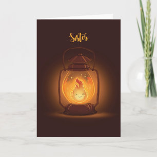 Schwester Thinking in Camp mit Kawaii Lantern Karte