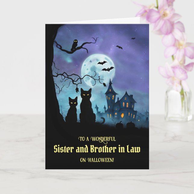 Schwester und Bruder im Recht glücklich Halloween  Karte (Orchidee)