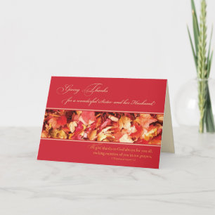 Schwester und Ehemann Erntedank Religious, Blätter Feiertagskarte