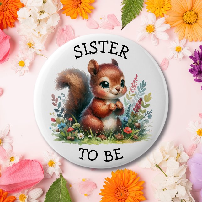 Schwester | Woodland Themed Baby Dusche aber Button (Von Creator hochgeladen)