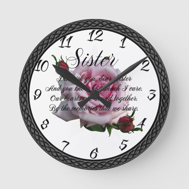 SCHWESTER-ZITAT RUNDE WANDUHR (Vorderseite)