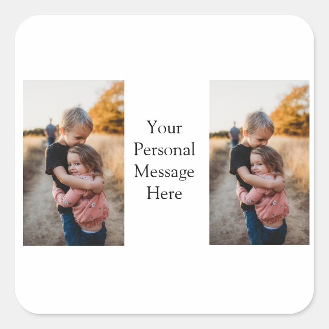 Schwesterfamilie fügt Fotonachricht hinzu Quadratischer Aufkleber (Vorderseite)