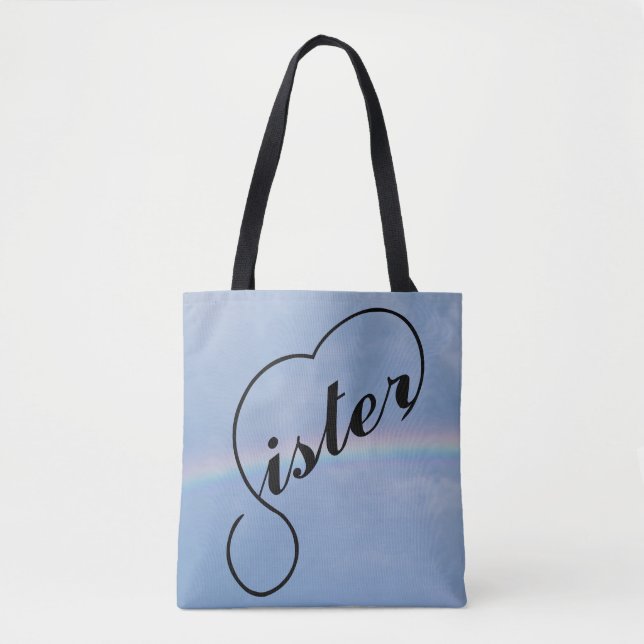 Schwesterherz und Regenbogenhimmel Tasche (Vorderseite)