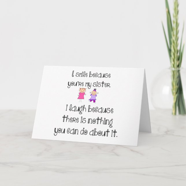 Schwesterlächeln Feiertagskarte (Vorderseite)