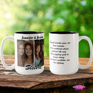 Schwesterliche Bindung Fotos und Gedicht Zweifarbige Tasse