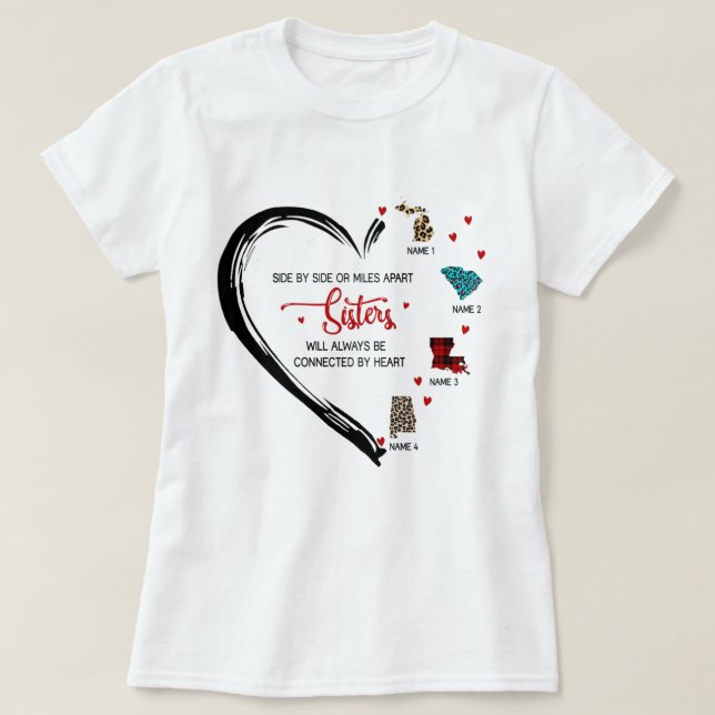 Schwestern, Bestien werden immer mit Herz verbunde T-Shirt (Design vorne)