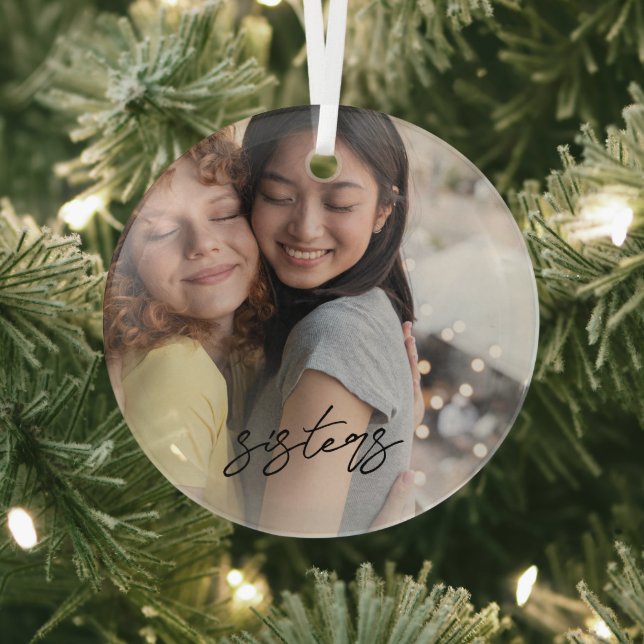 Schwestern bewahren Weihnachts-Foto-Ornament Ornament Aus Glas (InSitu)