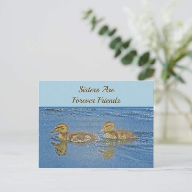 Schwestern Forever Friends Ducklings Mosaik Geschw Postkarte (Stehend Vorderseite)