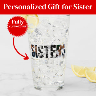 Schwestern-Foto-Collage Glas-Tasse Geschenk Glas