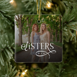 Schwestern-Foto personalisiertes Monogramm Keramikornament