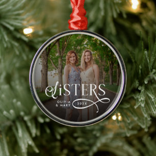 Schwestern-Foto personalisiertes Monogramm Ornament Aus Metall