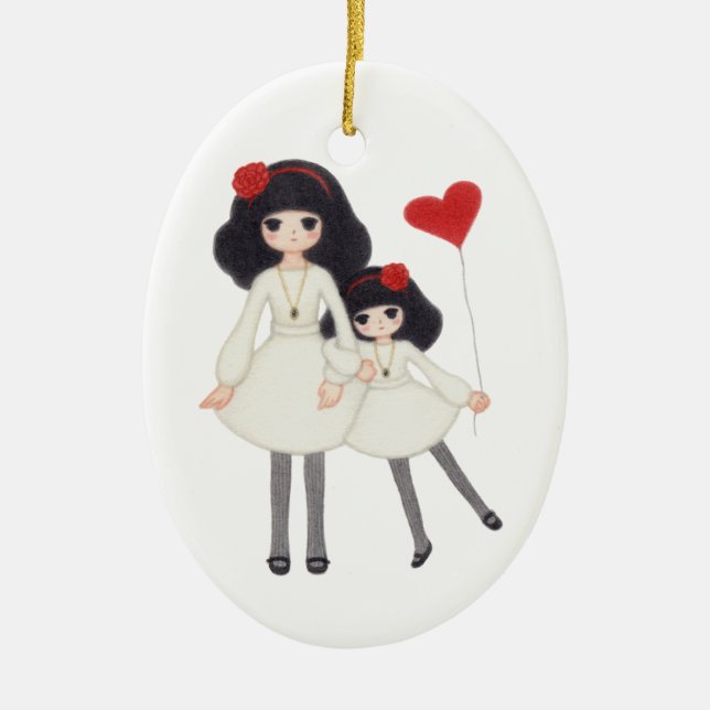 Schwestern - für immer Freunde! Keramik Ornament (Vorne)