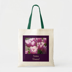 Schwestern für immer! Tüte Lila Tulip Blume Tragetasche