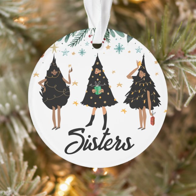 Schwestern! Schwarze Frauen, schwarzer Weihnachtsb Ornament (Baum)