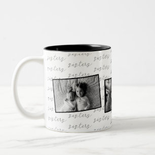 Schwestern Schwarzweiß-Fotos nach Wunsch Zweifarbige Tasse