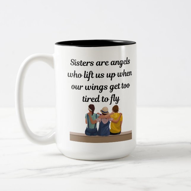 Schwestern sind Engel Zweifarbige Tasse (Links)