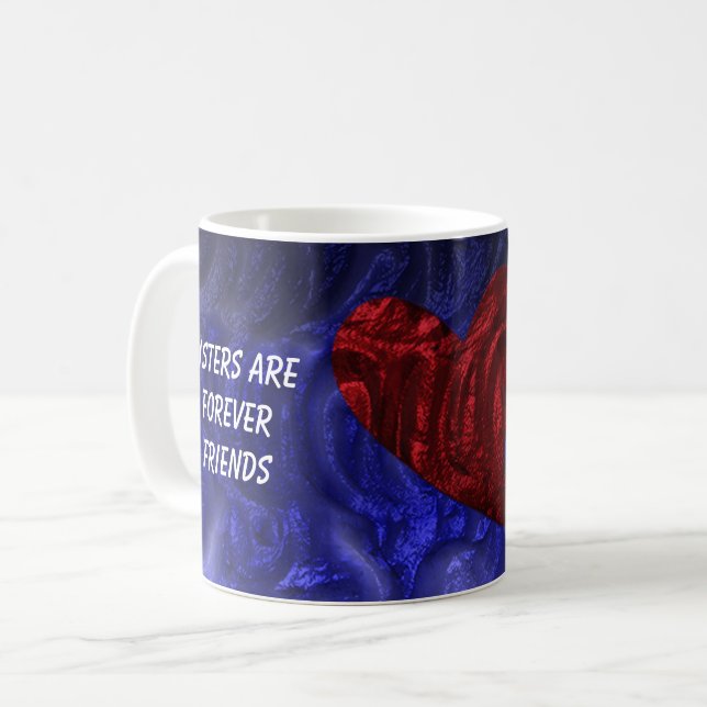 Schwestern sind für immer Freunde gemalt Herz Gesc Kaffeetasse (Vorderseite Links)
