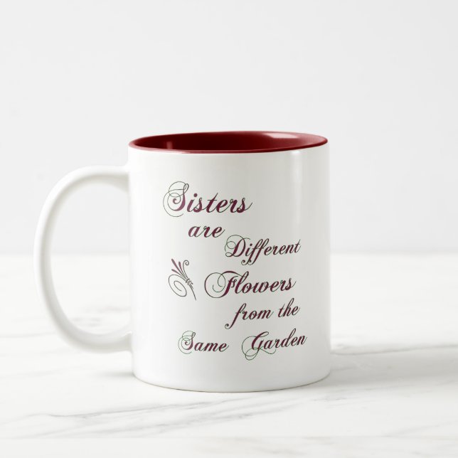 Schwestern sind verschiedene Blumen, Schwestern Zweifarbige Tasse (Links)