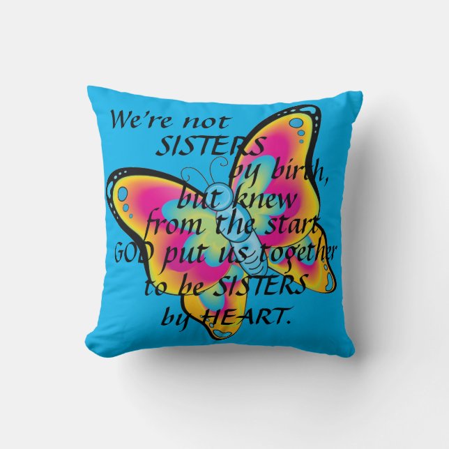 "SCHWESTERN VOM HERZEN" WURF PILLOW&BUTTERFLIES KISSEN (Vorderseite)