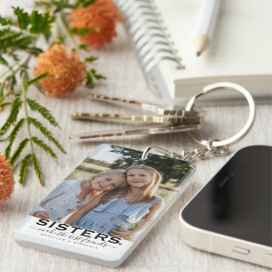 SCHWESTERN Zitat & 2 Foto-Geschenk Schlüsselanhänger