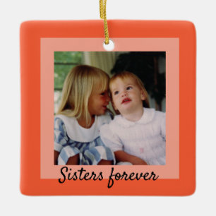 Schwestern Zwei-Tone Orange Gerahmtes Foto Ornamen Keramikornament