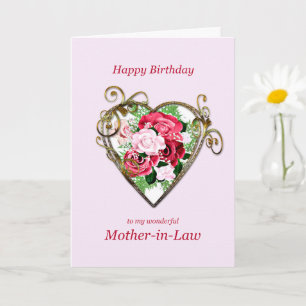 Schwiegermutter Geburtstag Antike Rose gestrichen Karte