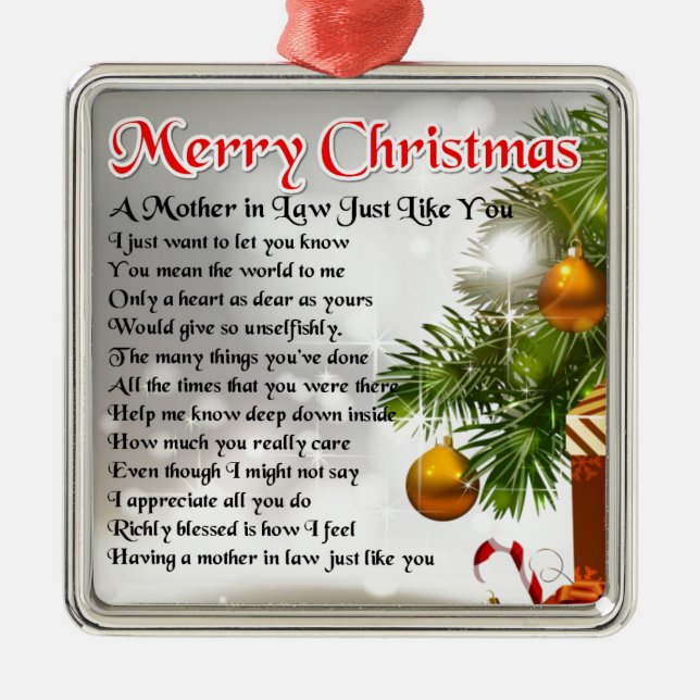 Schwiegermutter-Gedicht - Weihnachtsentwurf Ornament Aus Metall (Vorne)
