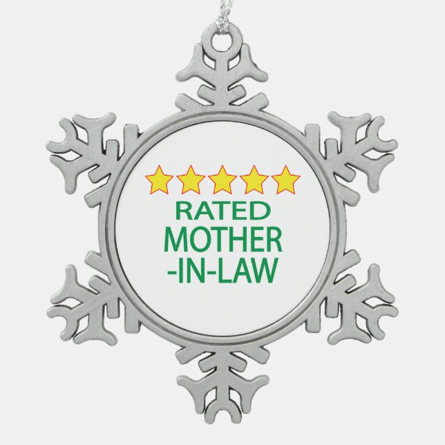 Schwiegermutter mit fünf Sternen Schneeflocken Zinn-Ornament (Vorderseite)
