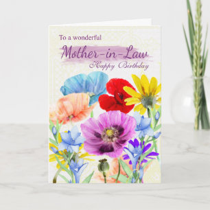 Schwiegermutterwatercolor-wilde Blumen-Karte Karte