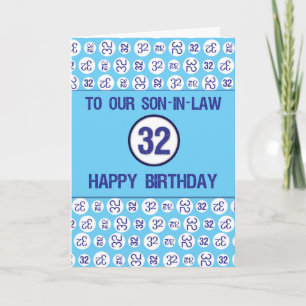Schwiegersohn 32. Geburtstag Blaue Zahlen Karte