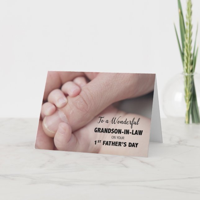 Schwiegersohn auf den Baby-Hands des Ersten Vaters Karte (Vorderseite)