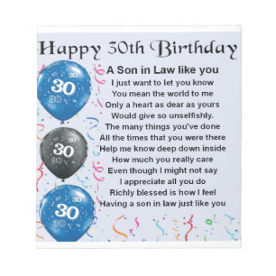 Schwiegersohn-Gedicht - 30. Geburtstag Notizblock