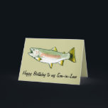 Schwiegersohn zum Geburtstag: Regenbogenforelle Karte<br><div class="desc">Diese Karte ist für einen Schwiegersohn,  der zum Angeln Lieben hat. Für die passenden Artikel geben Sie "Pinguincornerstore Foreut" in die Zazzle Suche Bar.</div>