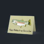 Schwiegersohn zum Geburtstag: Regenbogenforelle Karte<br><div class="desc">Diese Karte ist für einen Schwiegersohn,  der zum Angeln Lieben hat. Für die passenden Artikel geben Sie "Pinguincornerstore Foreut" in die Zazzle Suche Bar.</div>