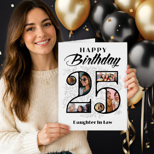 Schwiegertochter 25. Geburtstag Florale Zahl Karte