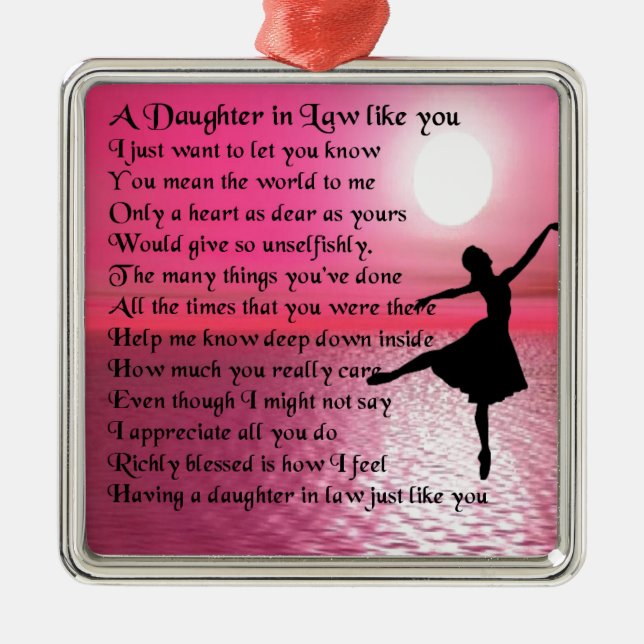 Schwiegertochter-Gedicht - Ballerina Ornament Aus Metall (Vorne)