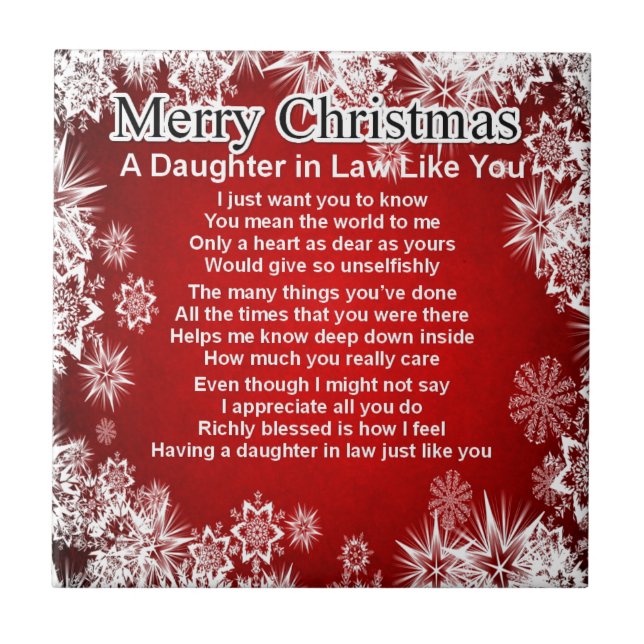 Schwiegertochter-Gedicht - Weihnachtsentwurf Fliese (Vorderseite)