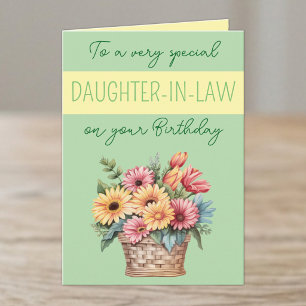 Schwiegertochter Gerbera grün gelb Geburtstag Karte