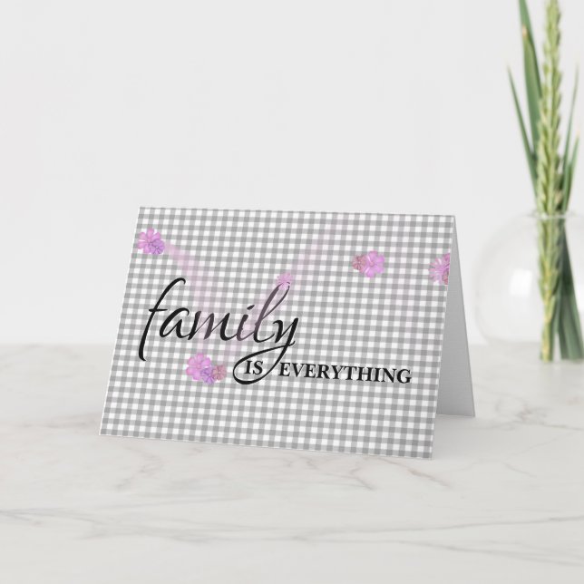 Schwiegervater Birthday Gray Gingham Karte (Vorderseite)