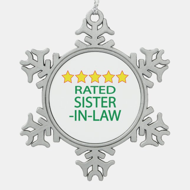 Schwiegervater mit fünf Sternen Schneeflocken Zinn-Ornament (Vorderseite)