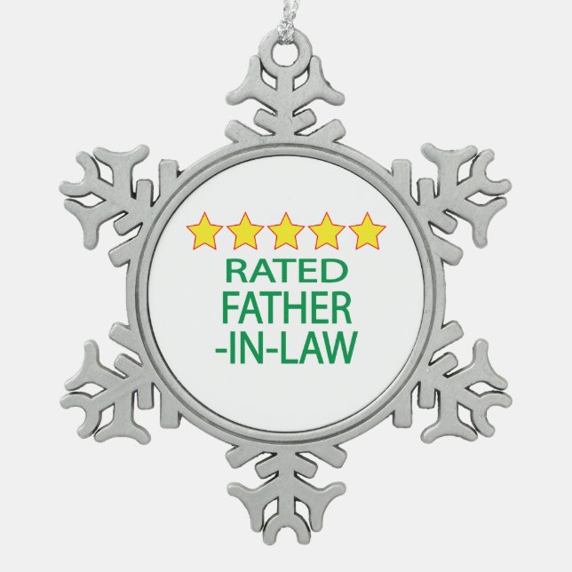 Schwiegervater mit fünf Sternen Schneeflocken Zinn-Ornament (Vorderseite)