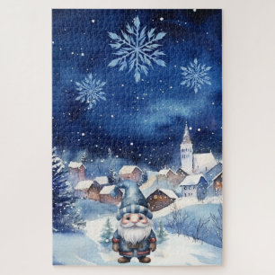 Schwieriges Blue Winter Weihnachtsdorf & Gnome