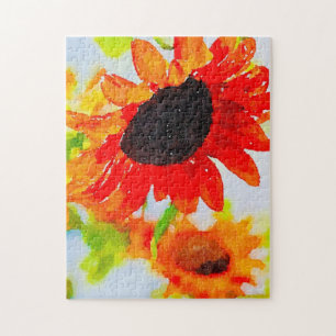 Schwieriges Himmel- und Sonnenblumenpuzzle