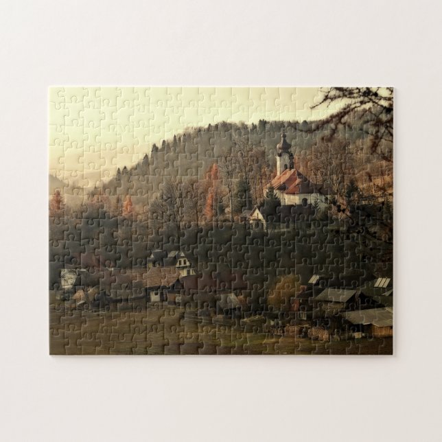 Schwieriges Jigsaw Puzzles Autumn Village in Polen (Horizontal)