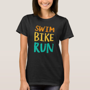 Schwimm-Bike-Run Grafisch läuft Schwimmen-Radfahre T-Shirt