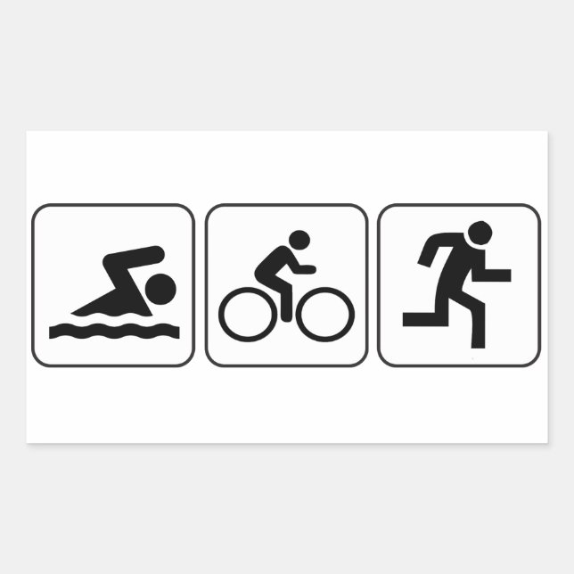 Schwimm, Fahrrad, Run - Triathlon Rechteckiger Aufkleber (Vorderseite)