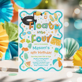 Schwimm in den vierten Sommer-Poolparty 4. Geburts Einladung