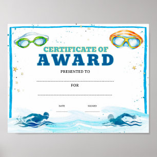 Schwimm-Leistungsauszeichnung editierbar Poster