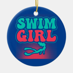 Schwimm Mädchen  Keramik Ornament